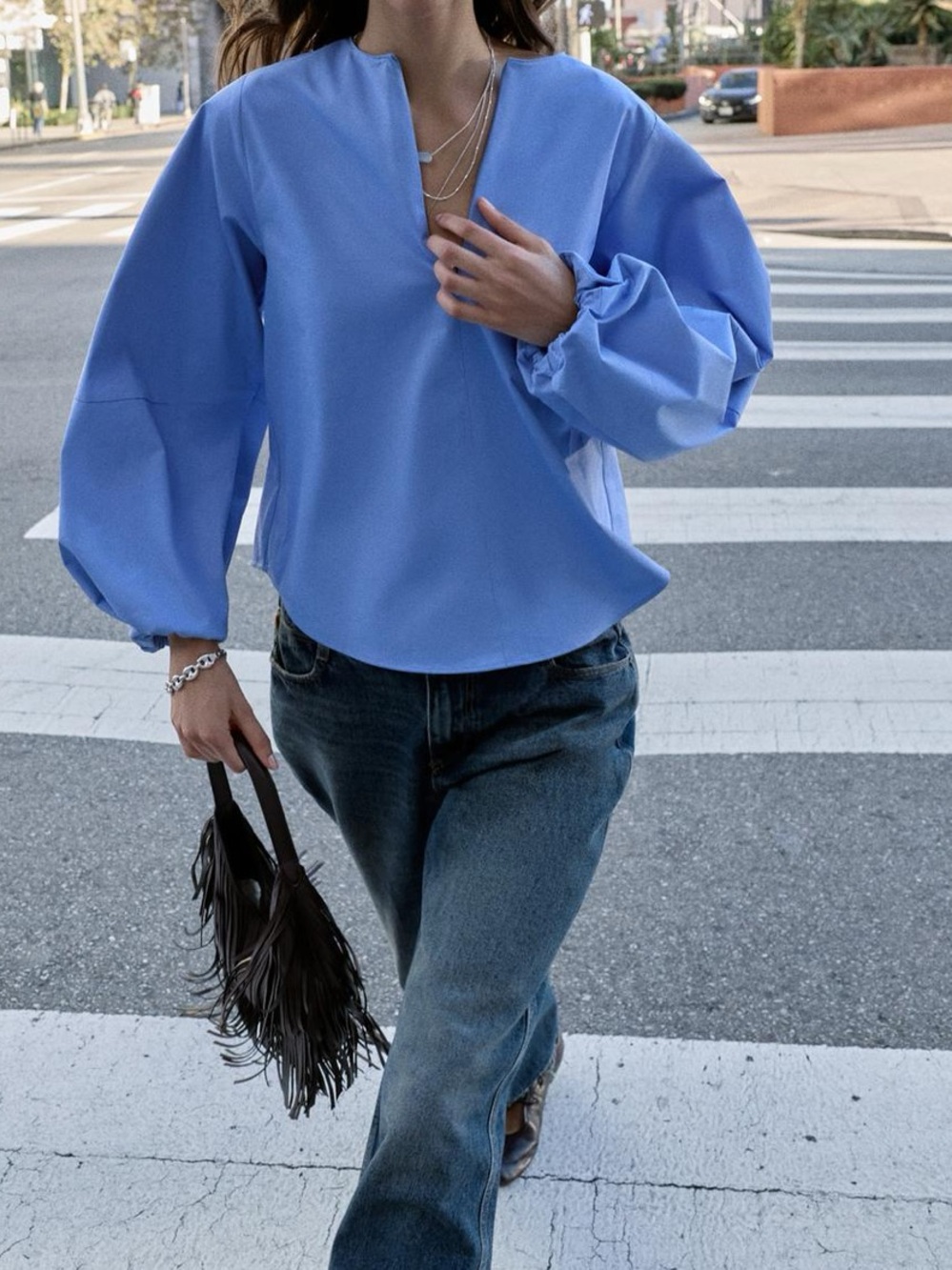 Zara Poplin Balloon Sleeve Shirt